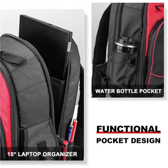 Pro Tool Backpack,Heavy Duty Tool Organizer Bag with Laptop Compartment - Picture 6 of 7